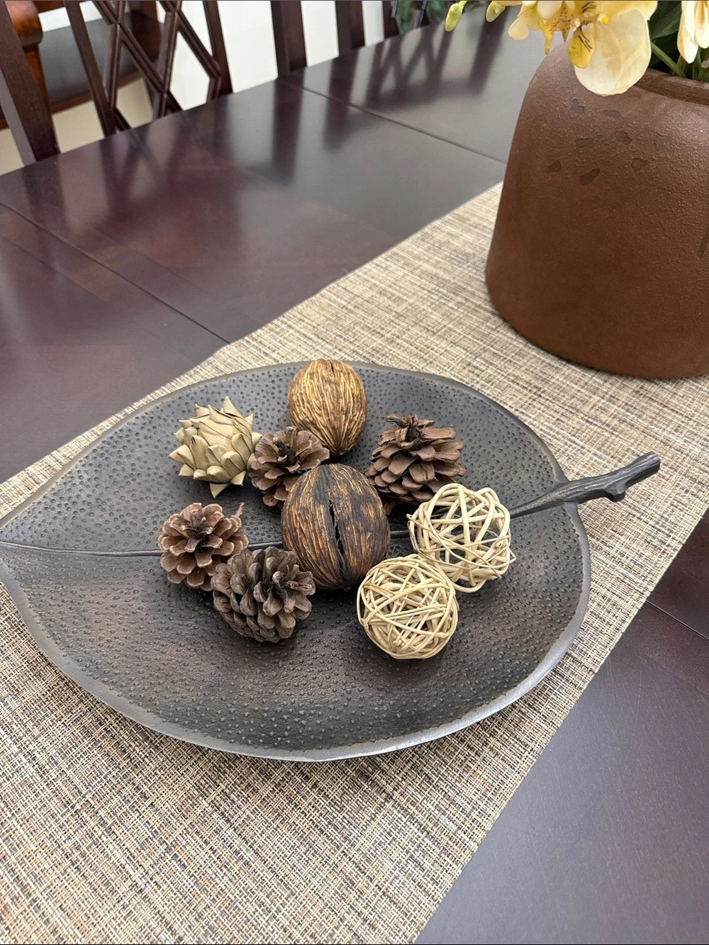 Crate and Barrel decorative metal leaf tray